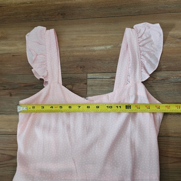 LOFT Midi Dress Womens 6 Pink Polka-dot Sleeveless NEW - Picture 6 of 9